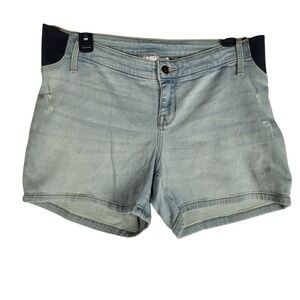 Isabel Maternity Denim Jean Shorts Womens Size 12 Midi Short Stretch Sides NWT